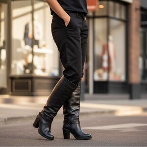 MAX & CO. Black Leather Heeled Boots